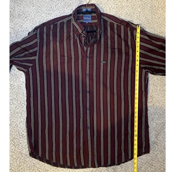Burgundy Striped Button-Up Shirt - Men's XL - Excellent! - Picture 6 of 12